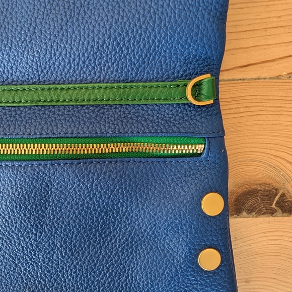 Hammitt Blue Leather Bag with Gold and Green Zipper - Picture 6 of 13